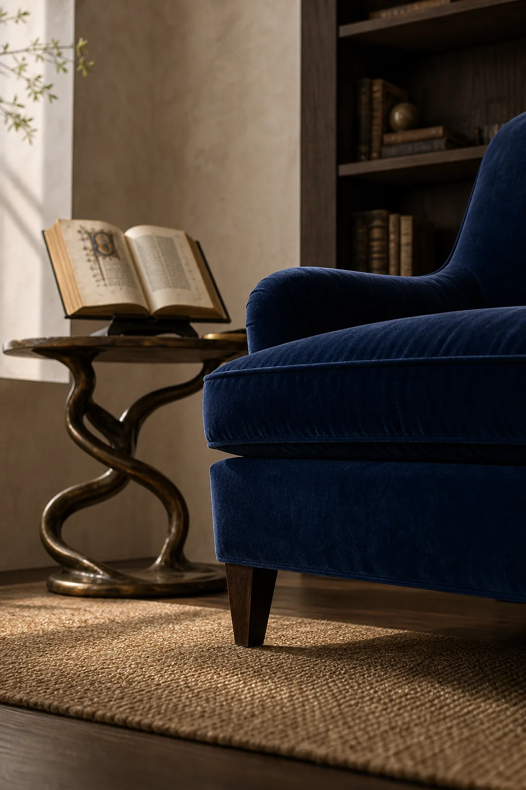 The weight of deep velvet in the finished reading corner