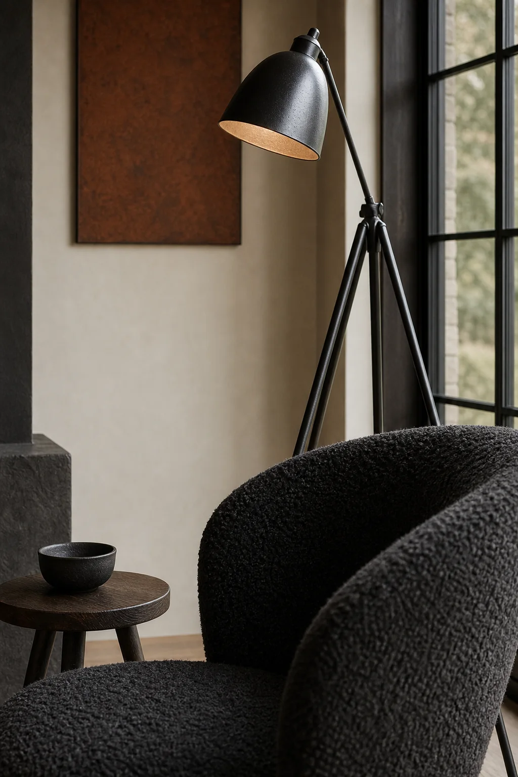 Embracing pitted and porous textures in the finished living room
