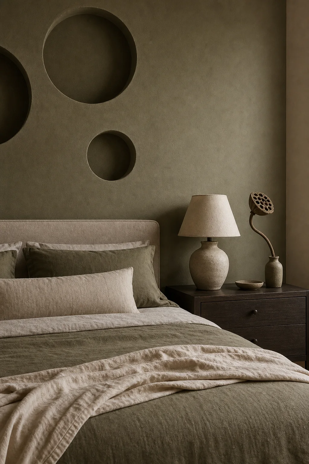 Carving out architectural depth in the finished primary bedroom