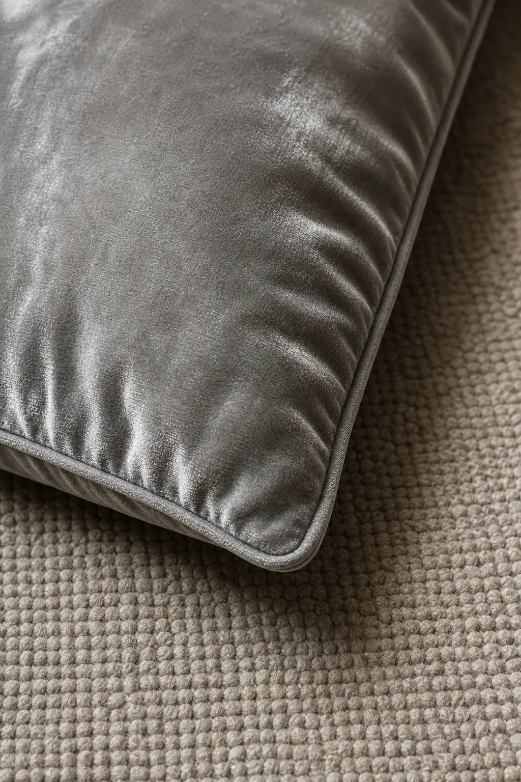 The light-catching cushion in the finished meditation corner