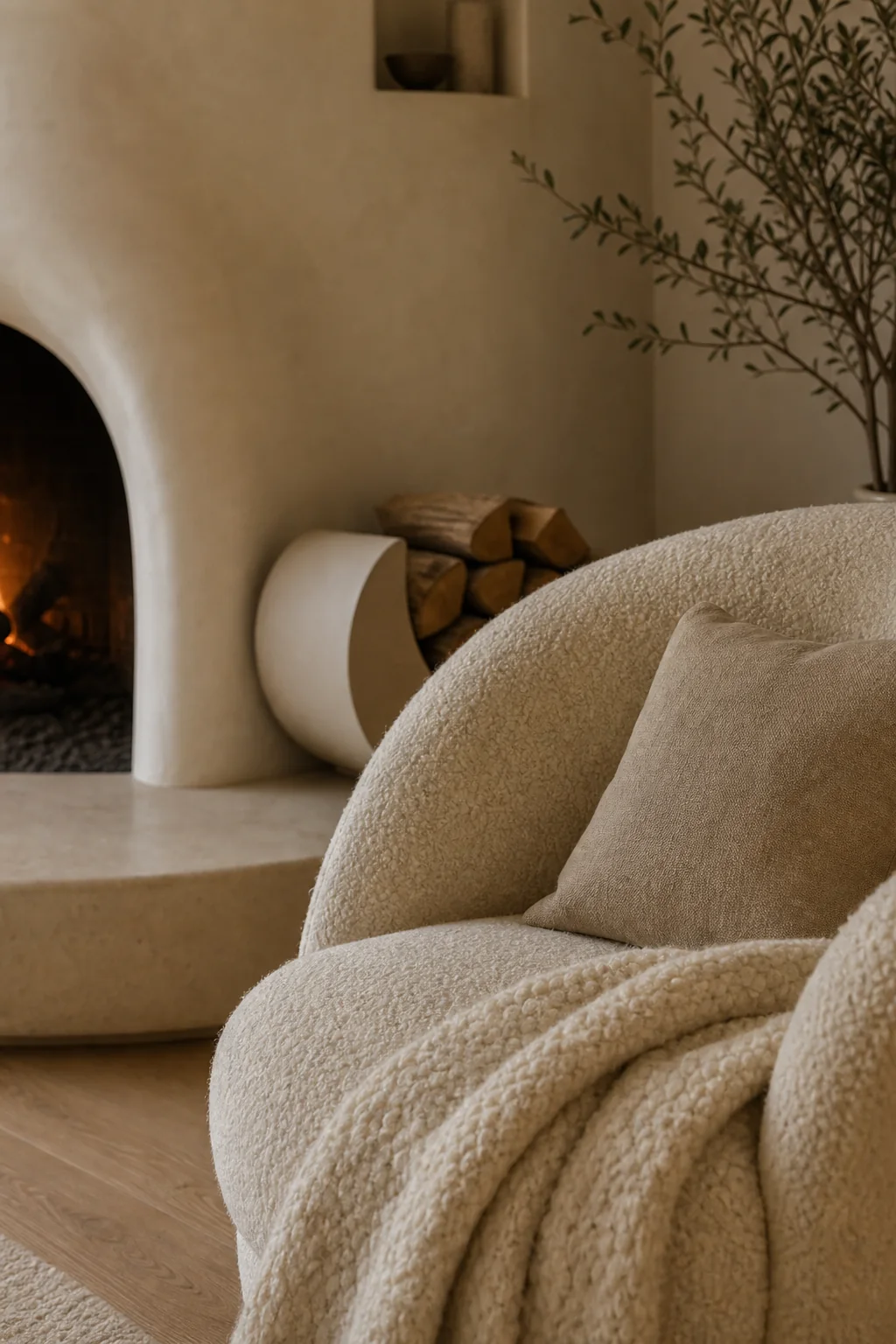 Capturing the diffused warmth in the finished hearth corner