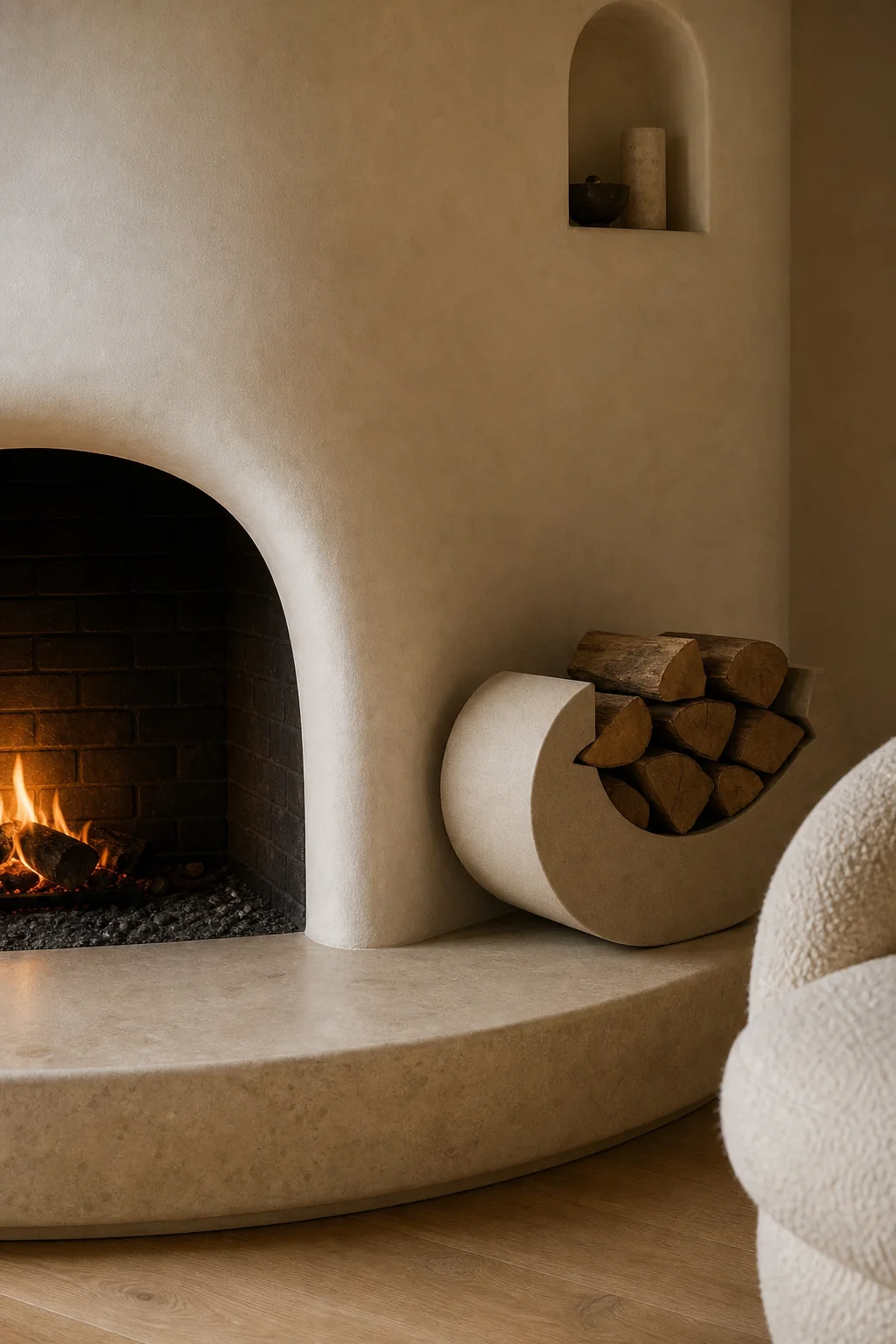 Shaping seamless transitions in the finished hearth corner
