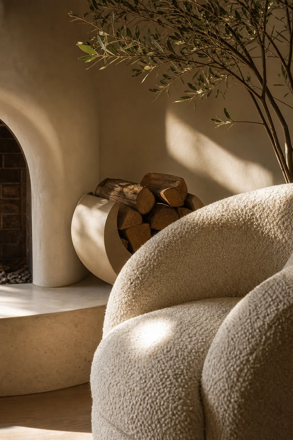 Translating milky opacity in the finished hearth corner
