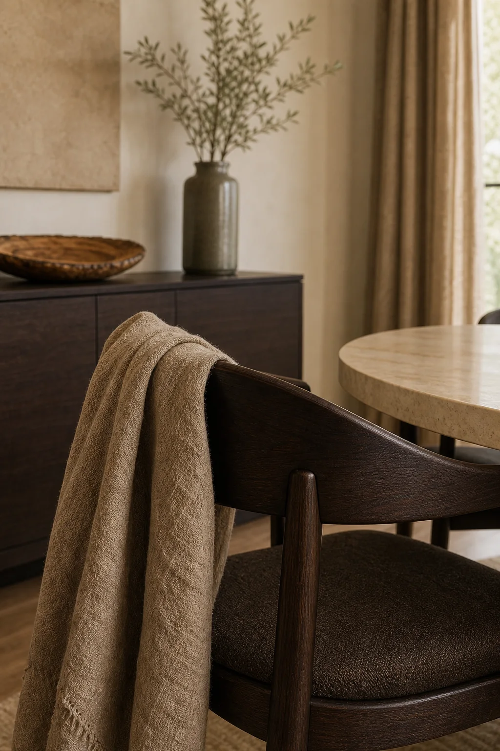 Layering heartwood and sapwood tones in the finished formal dining room