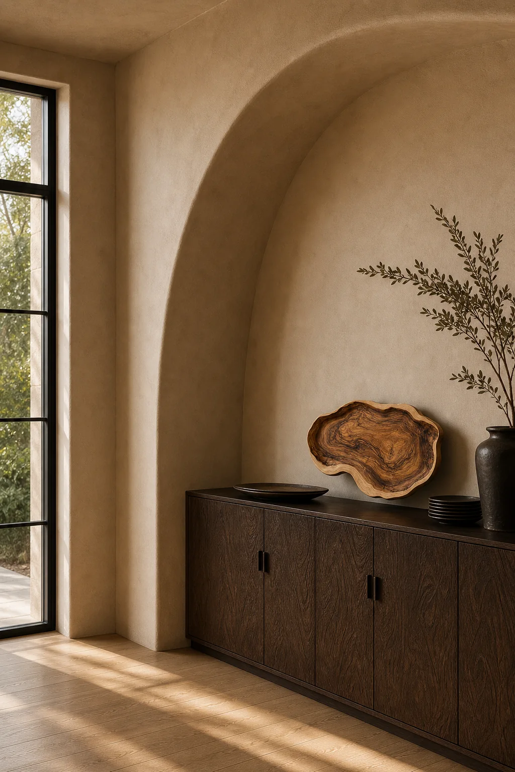 Shaping fluid architectural boundaries in the finished dining room