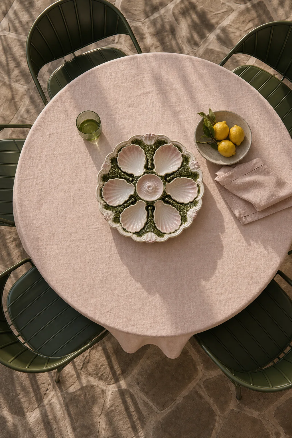 Arranging the radial shell in the finished outdoor dining room