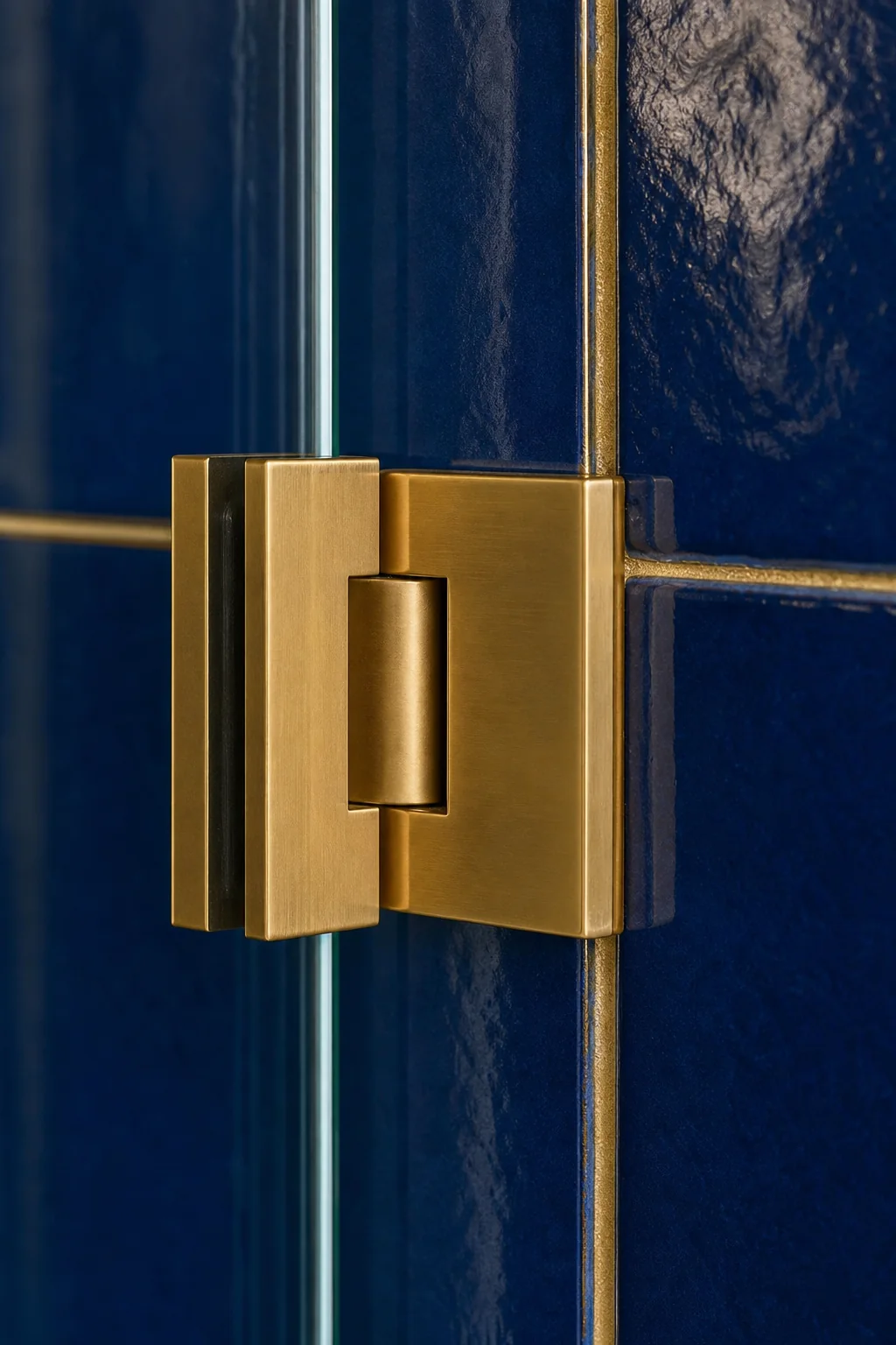Delicate metallic boundaries in the finished en suite bathroom