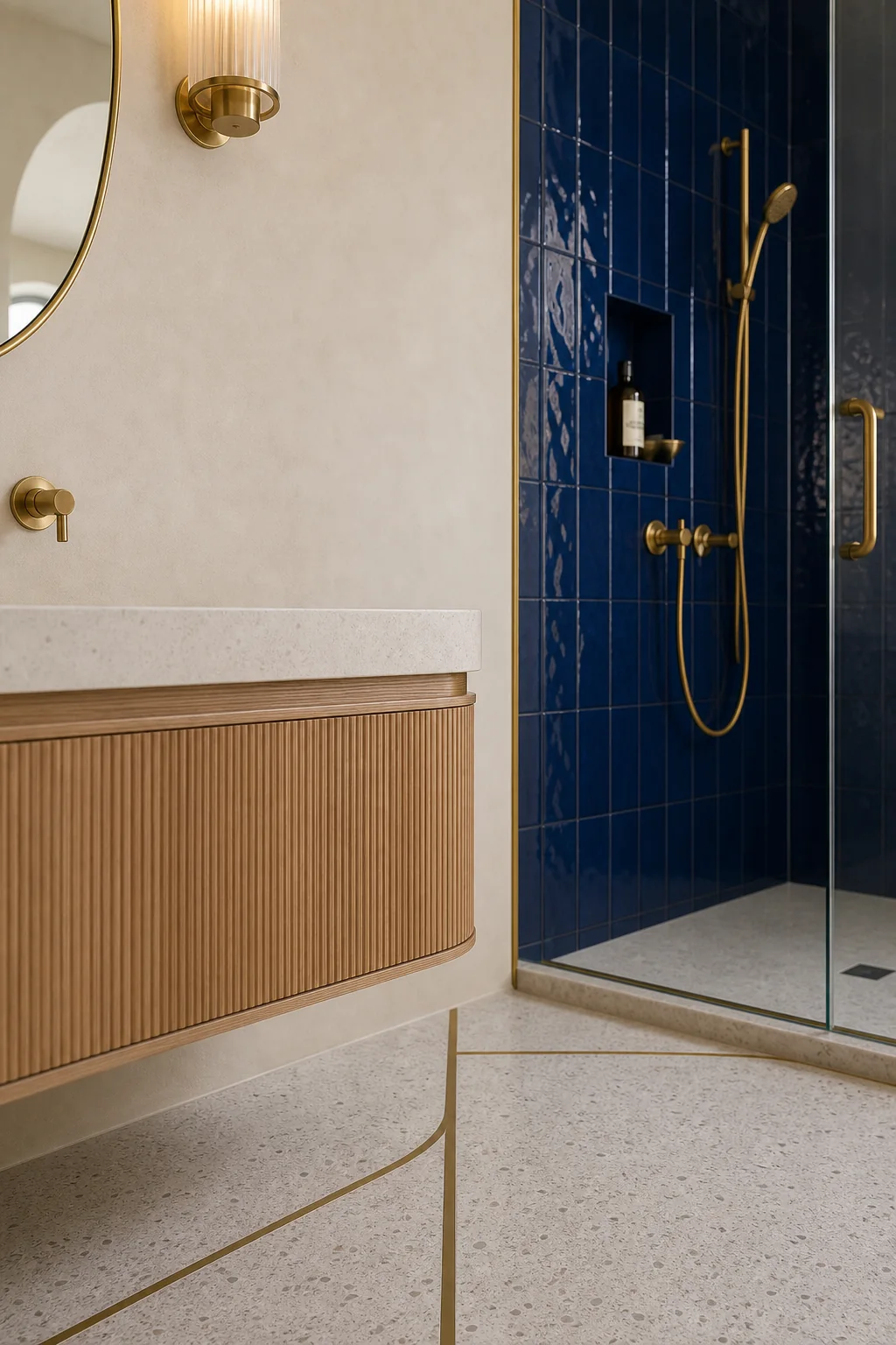 The matte alabaster balance in the finished en suite bathroom