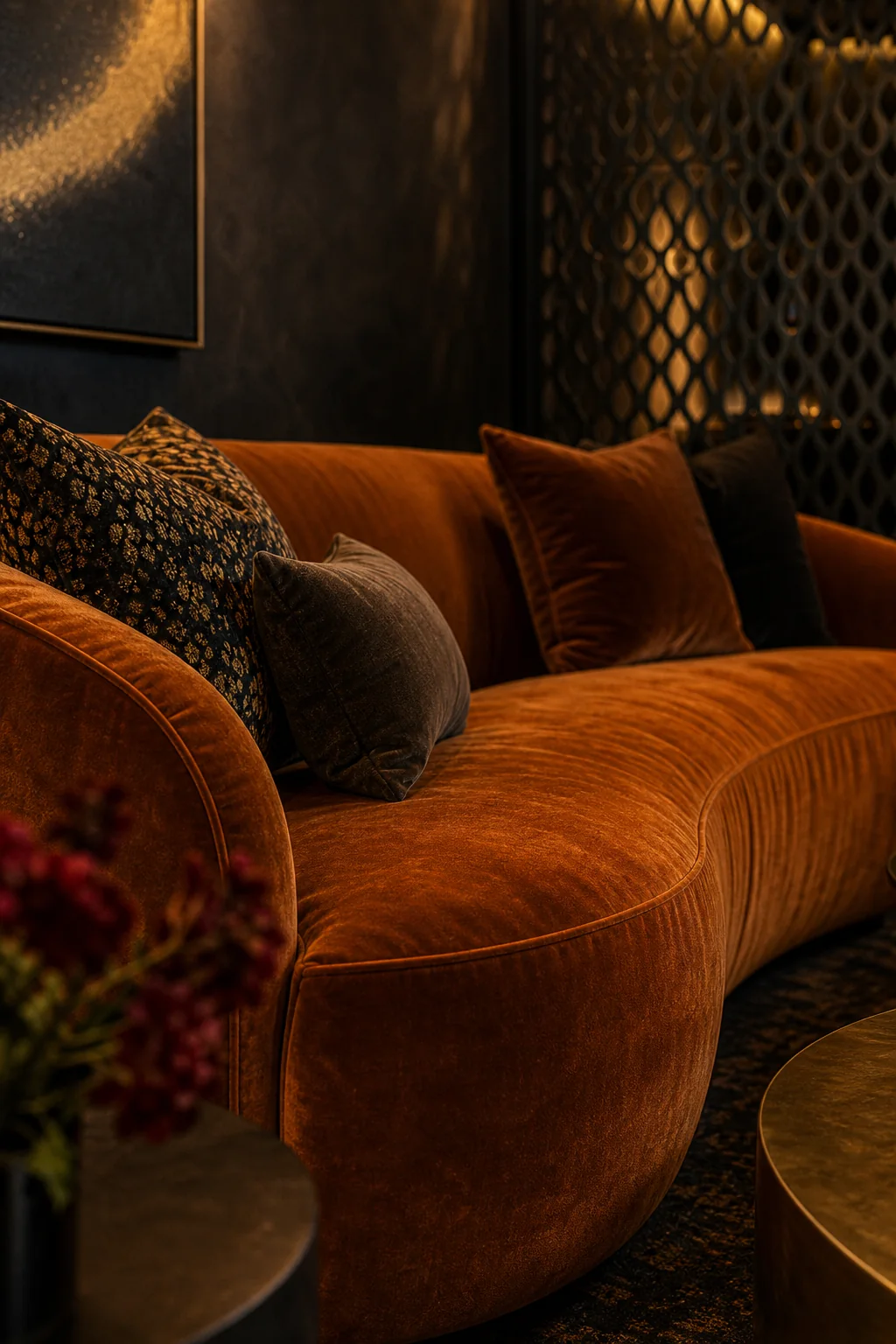 Igniting Patinated Warmth in the finished basement lounge