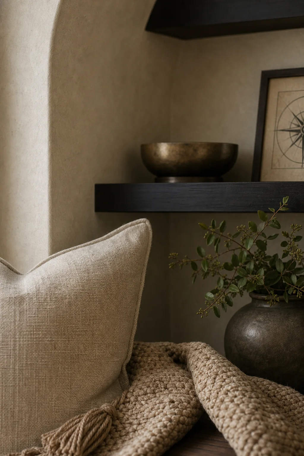 Balancing parchment and patina in the finished display nook