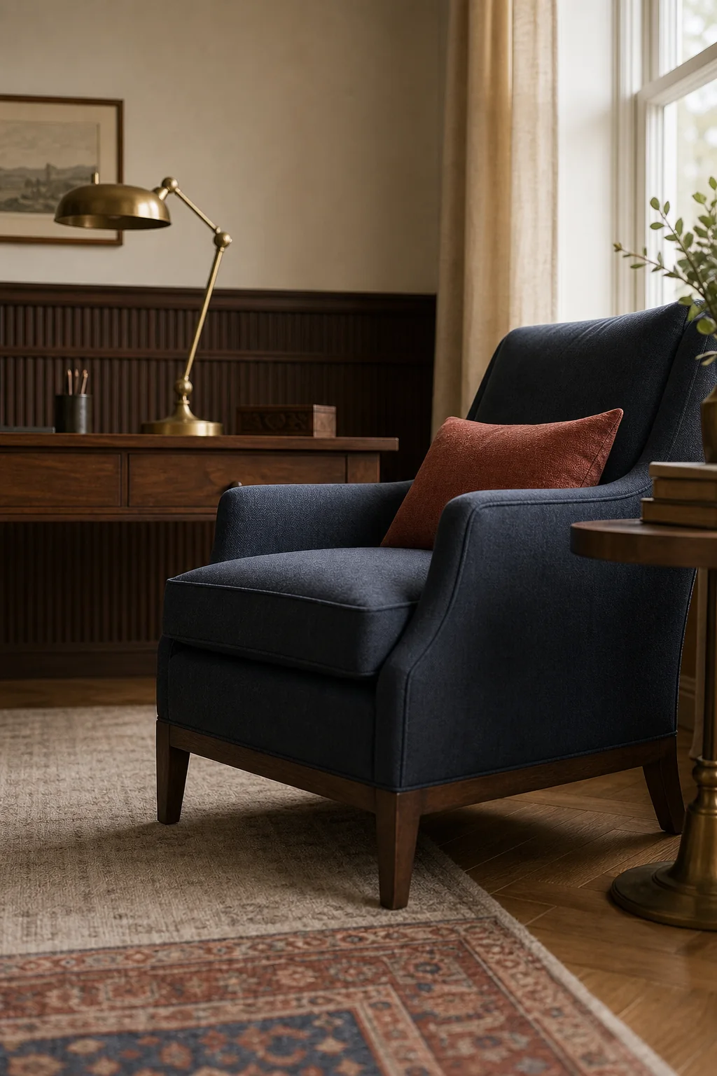 A quiet corner for reading in the finished study
