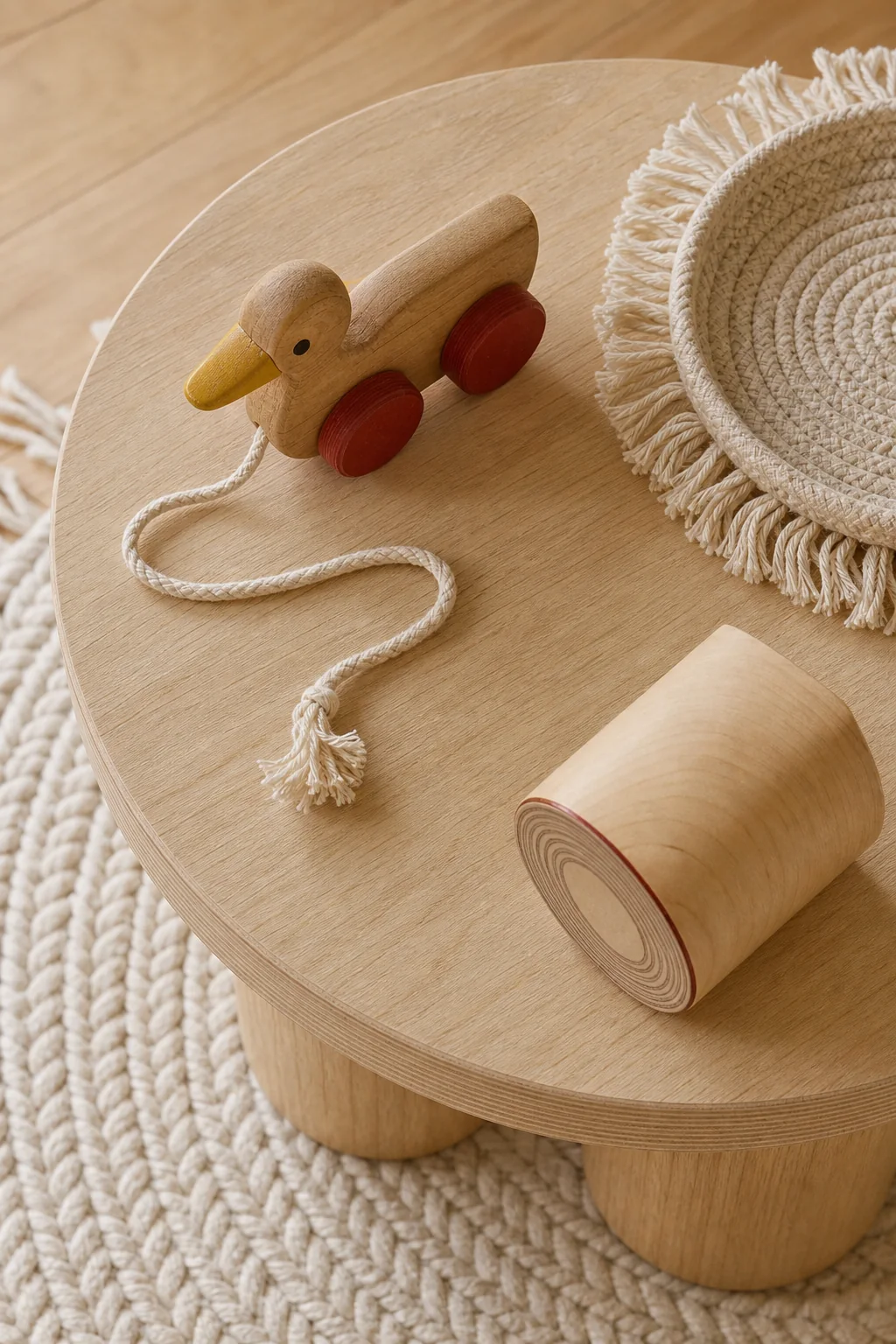 Echoing Low-Slung Mobility in the finished nursery reading corner