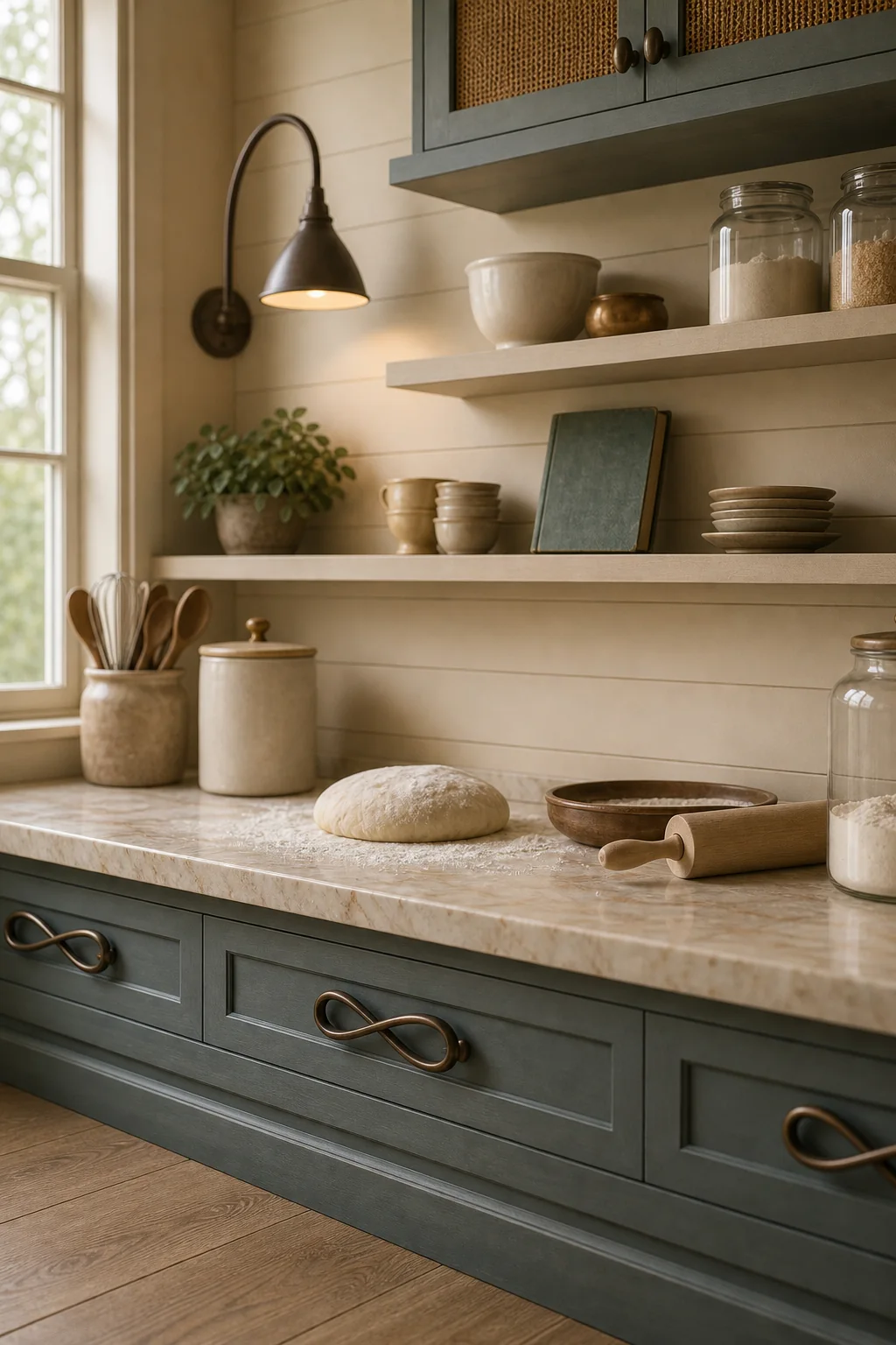 Stacking the Floating Shelves in the finished baking station
