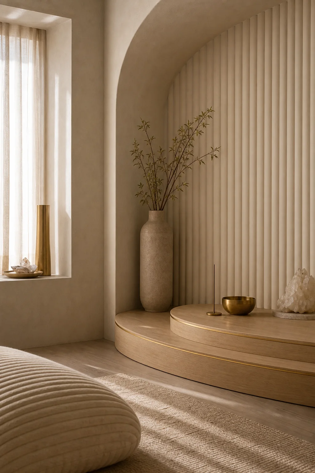 Carving out a quiet alcove in the finished meditation corner