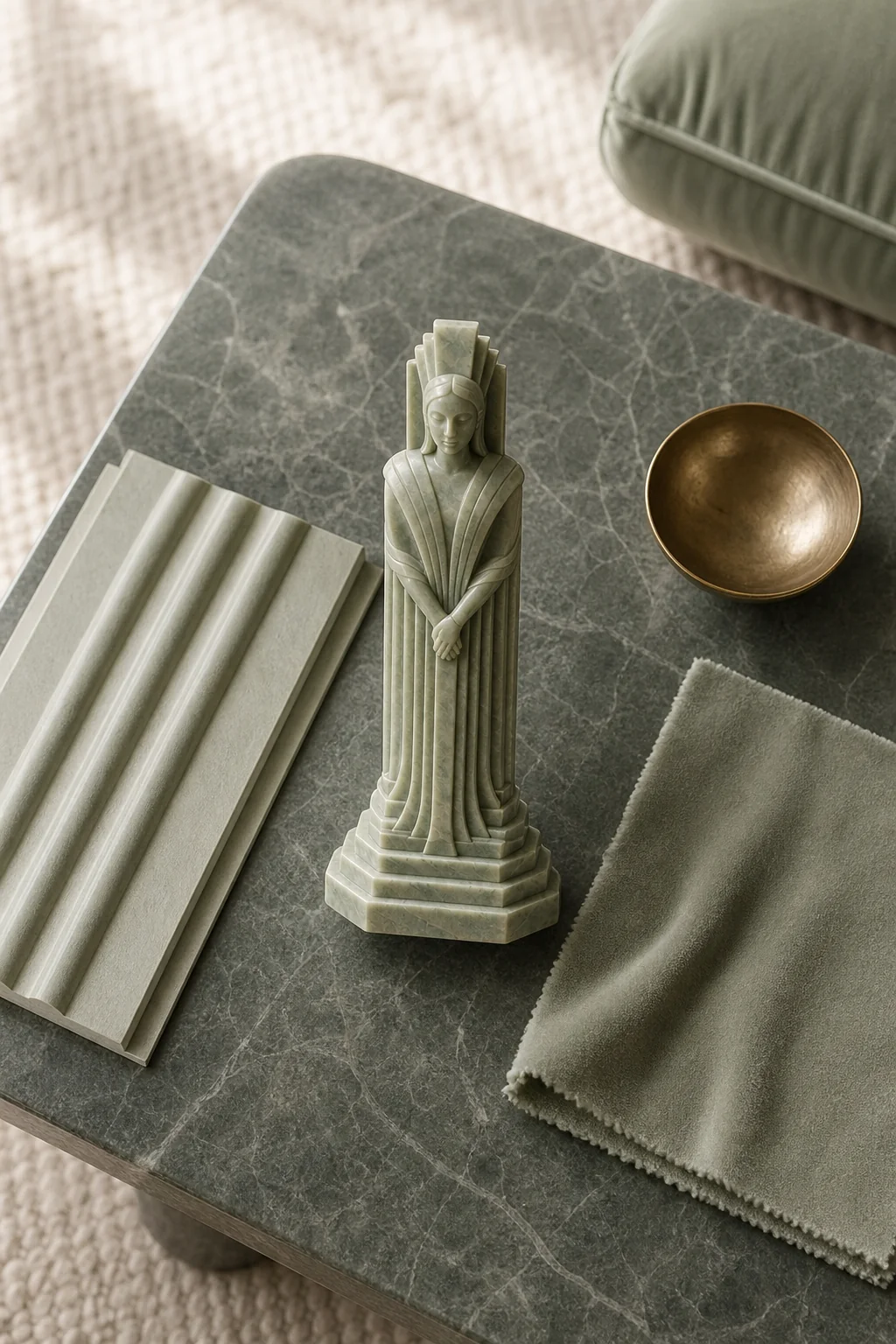 Finding Stillness in Fluted Plaster in the finished meditation nook