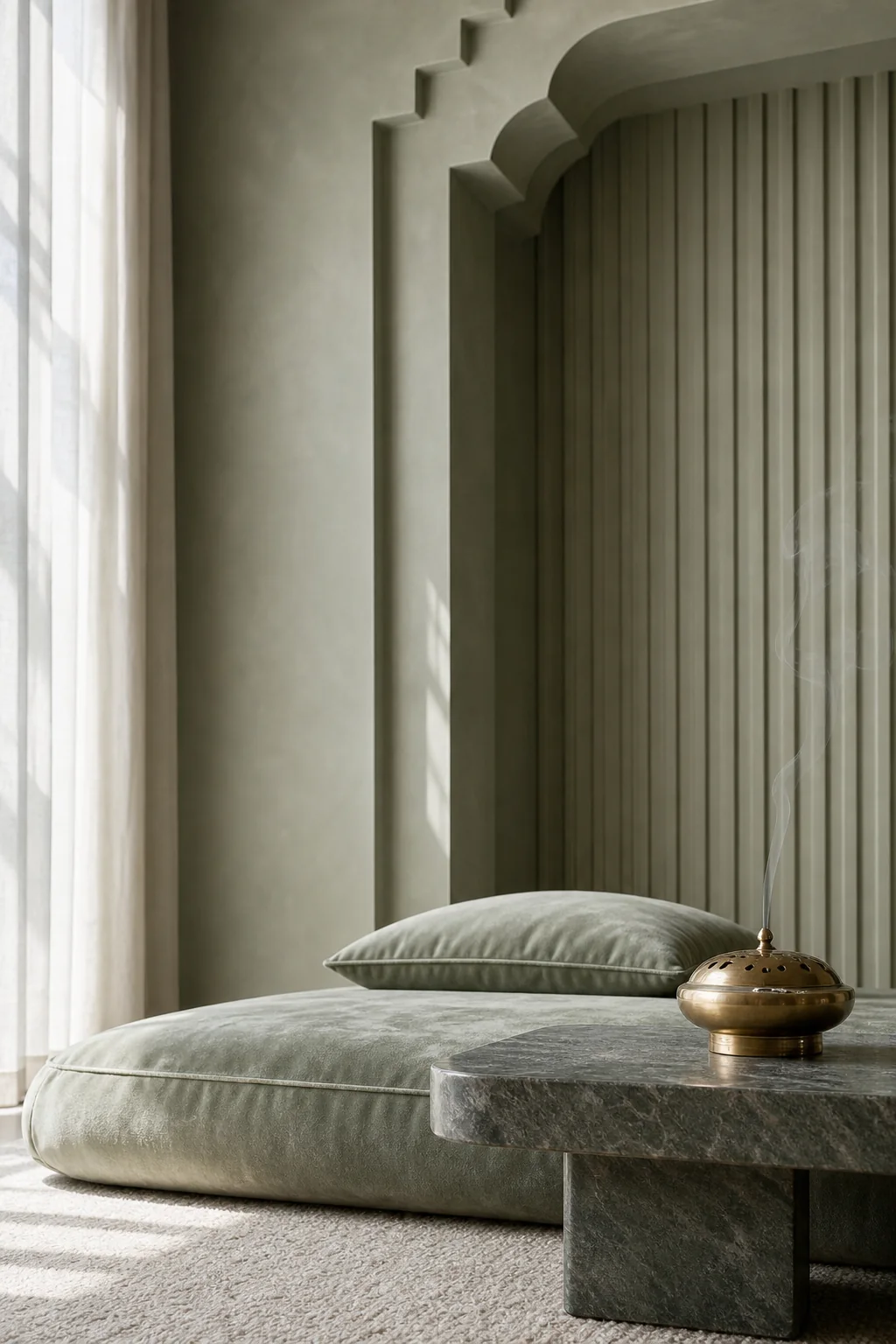 Grounding the Body with Dense Textures in the finished meditation nook
