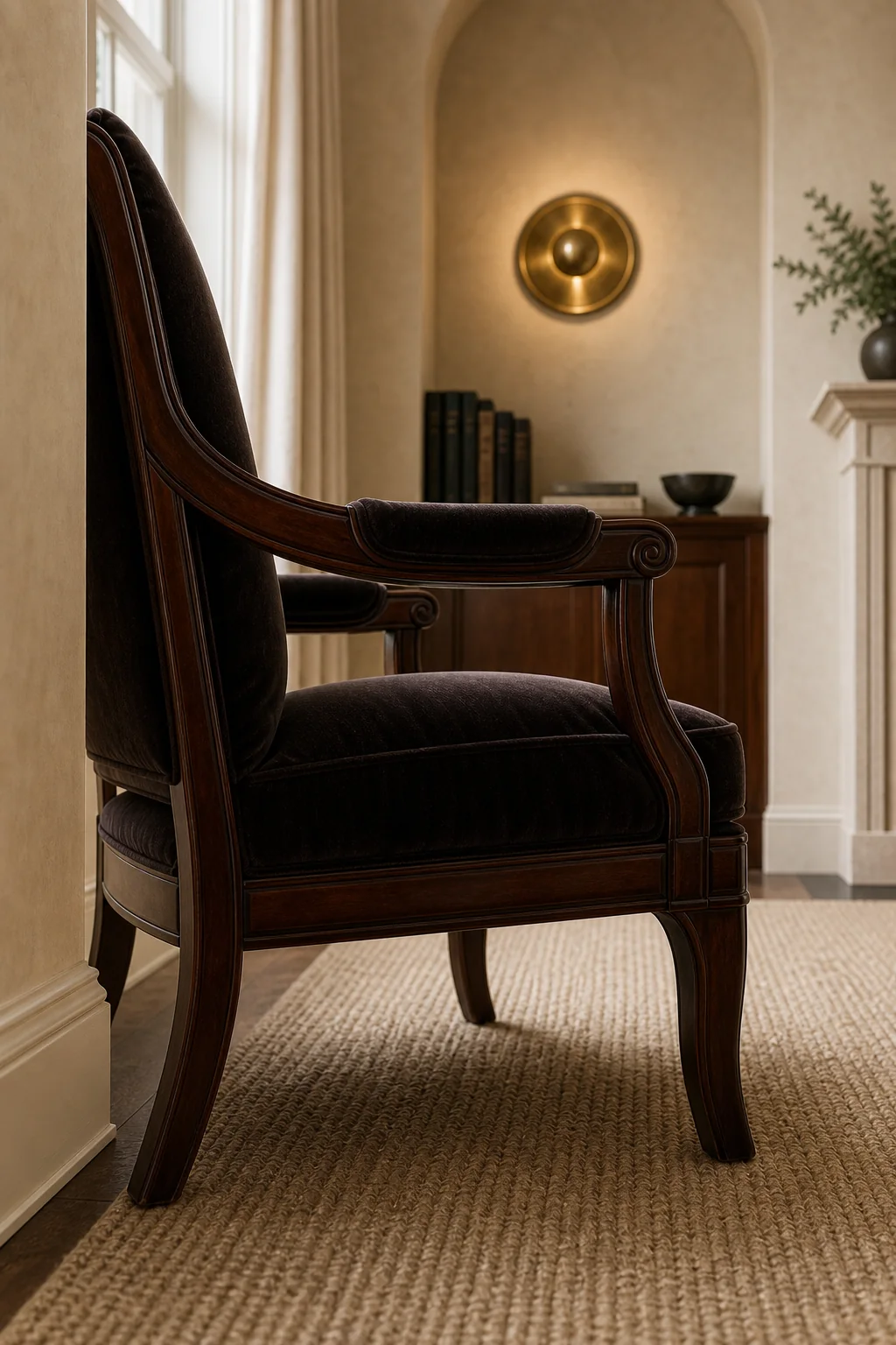 Grounding the Palette with Dark Wood in the finished parlor