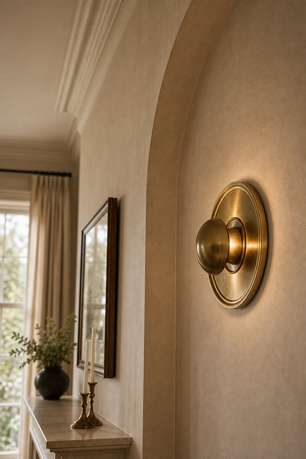 Balancing Polished Wood with Porous Linen in the finished parlor