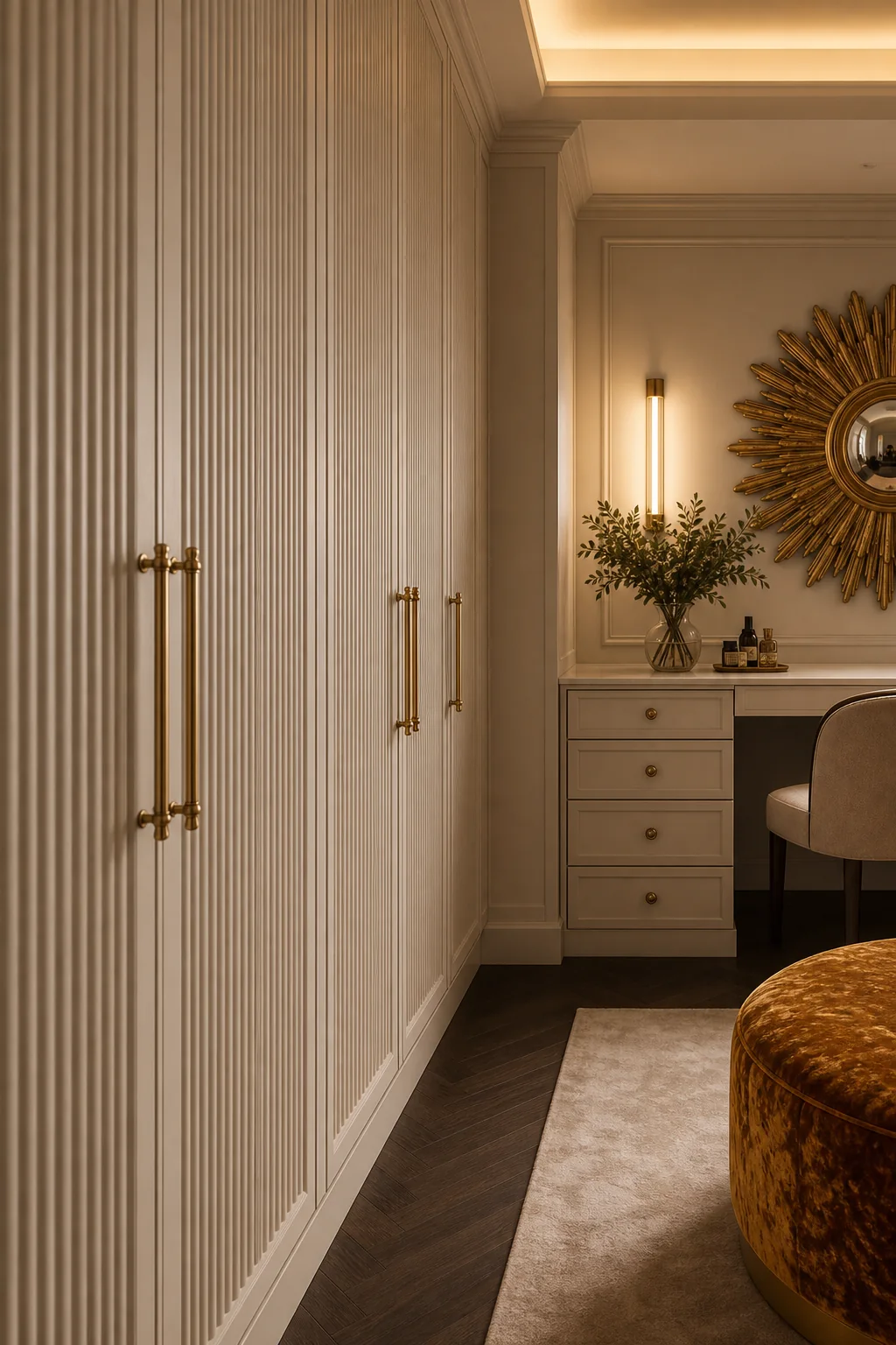 Translating Radiating Lines into Quiet Rhythm in the finished dressing room