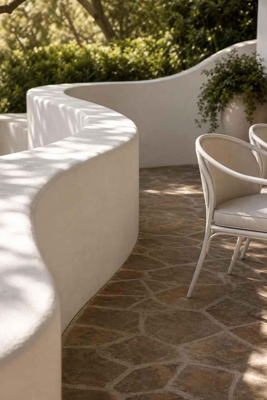 Shaping the sweeping foundation in the finished dining terrace
