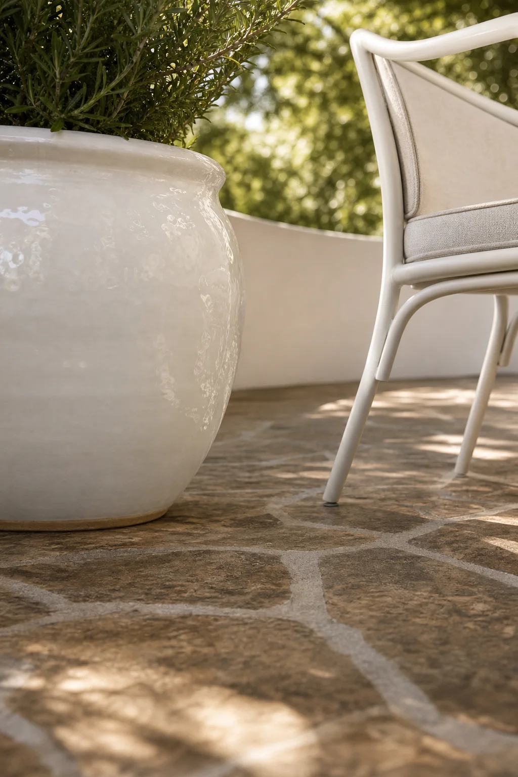 Grounding the gloss in the finished dining terrace