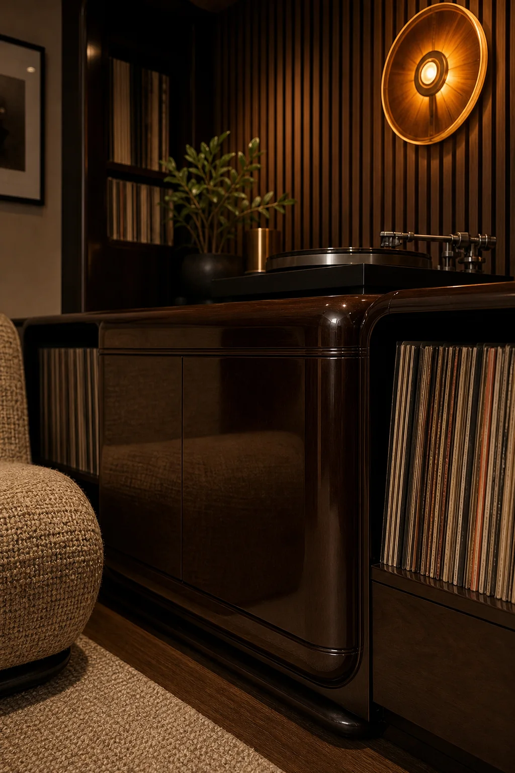 Shaping the heavy acoustic shell in the finished listening nook