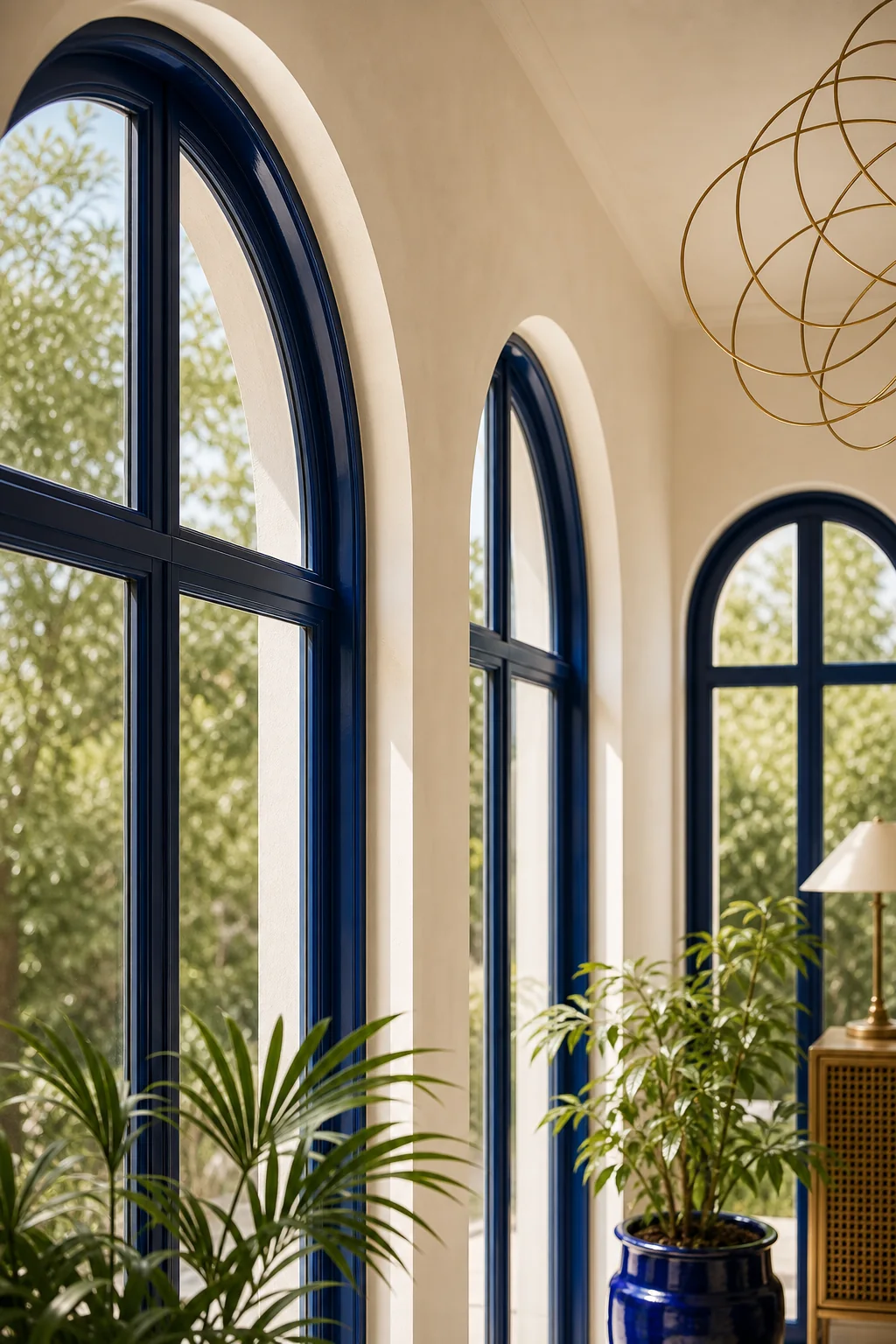 Structuring the Light with Domed Arches in the finished indoor sunroom