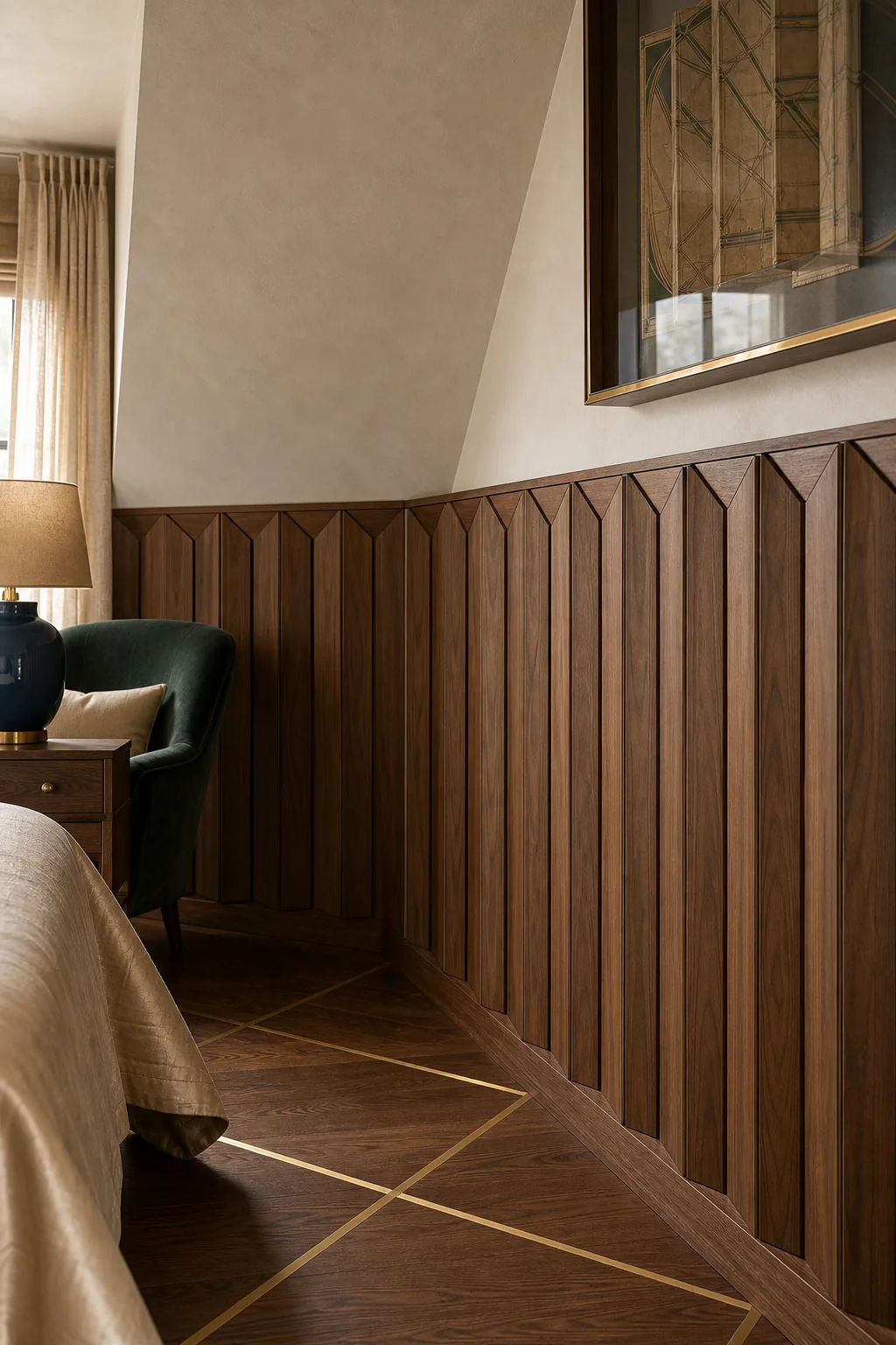 Sculpting the walls with accordion folds in the finished attic bedroom