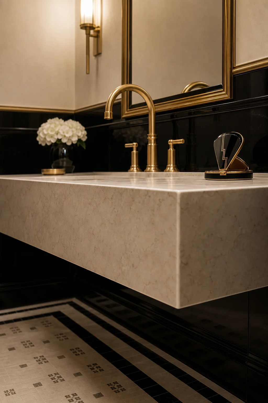 Warmth at the Washbasin in the finished powder room