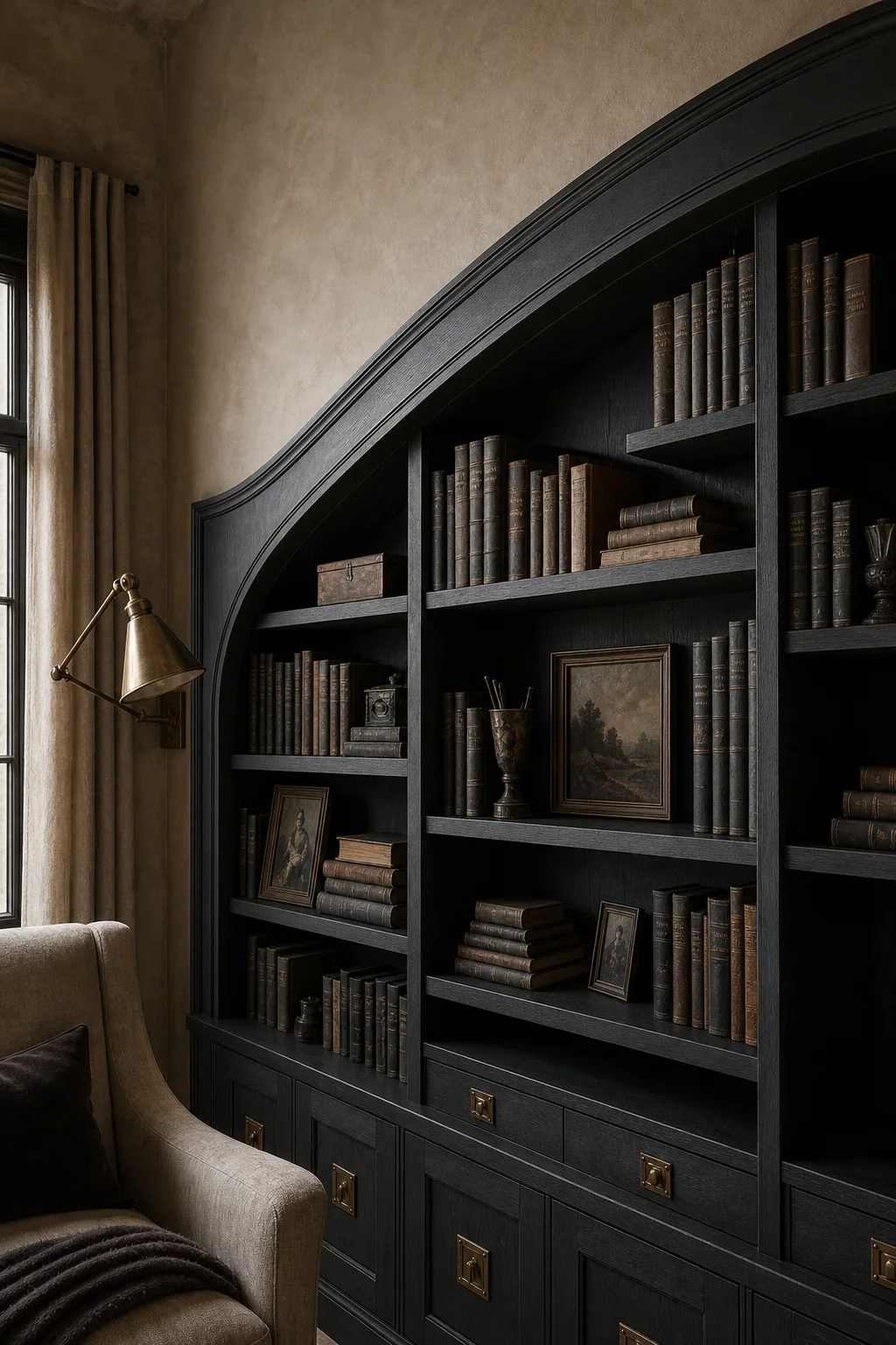 Shaping the Architectural Sweep in the finished gothic library