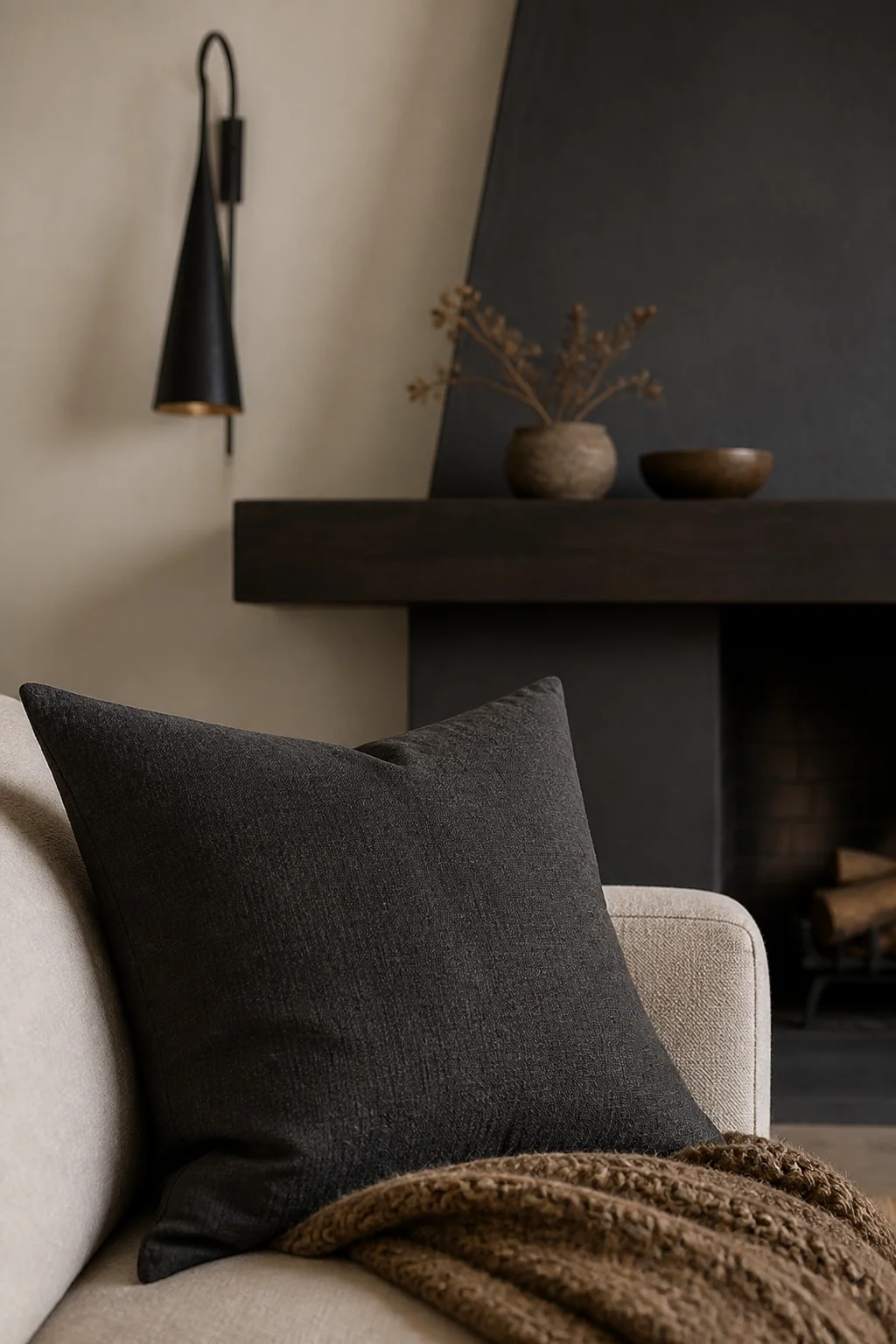 Absorbing Light with Matte Charcoal in the finished living room