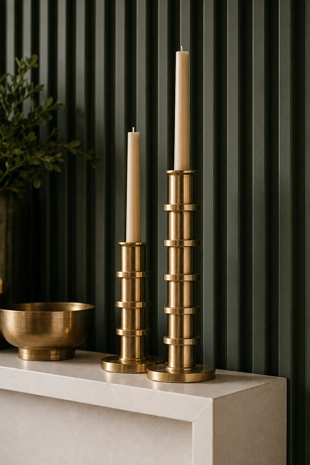 Introducing unlacquered brass in the finished living room