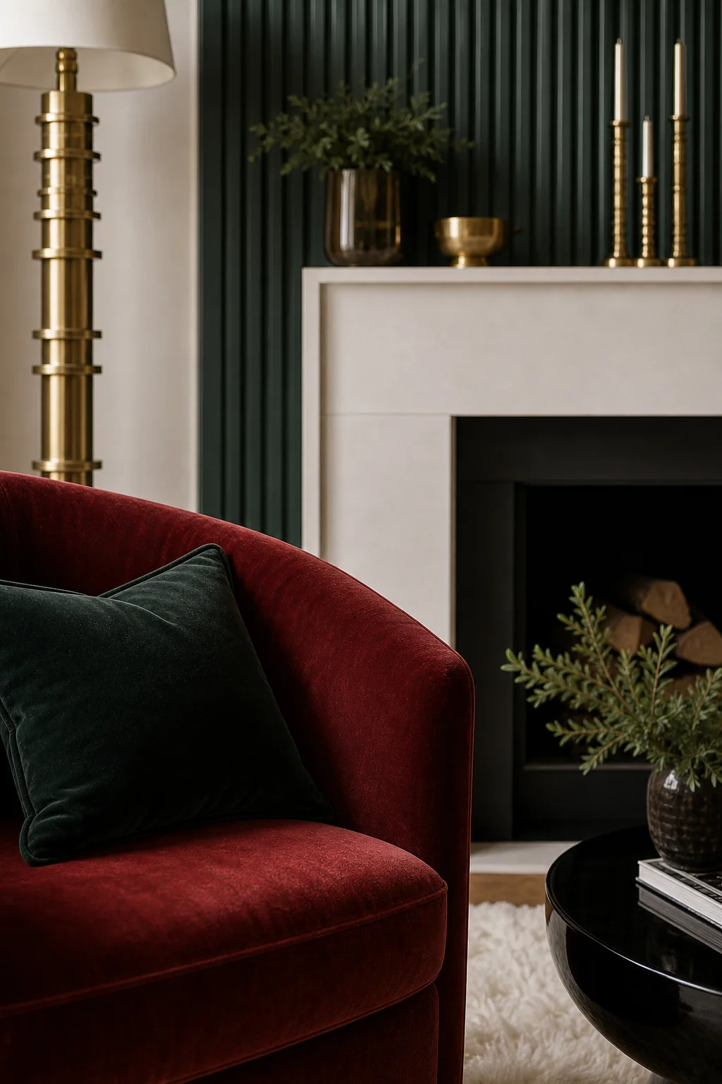 Executing crisp color blocking in the finished living room