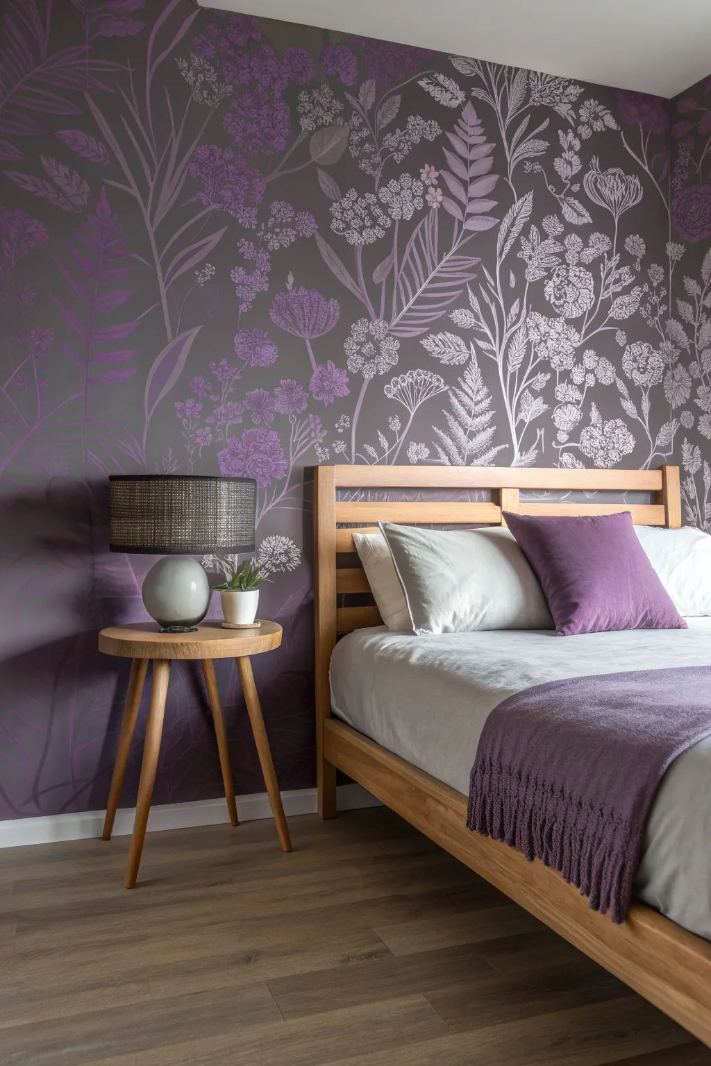 Fresh Wall Ideas for Grey and Purple Bedrooms