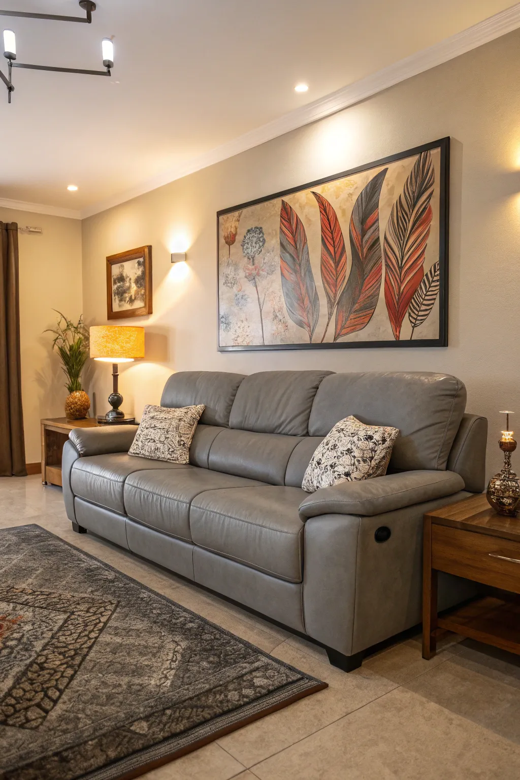 Modern Living Rooms with Grey Leather Sofas