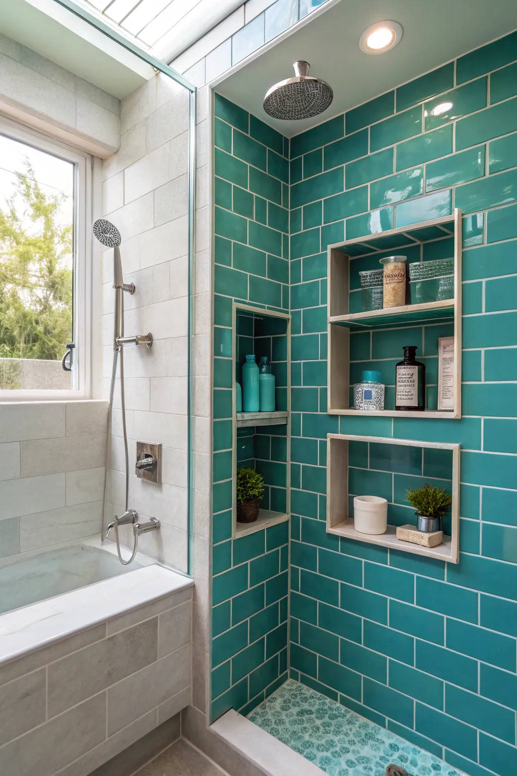 Stylish Bathroom Ideas Using Teal Tile