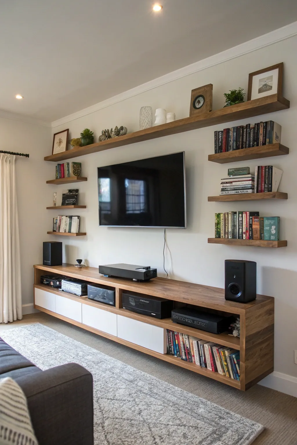 Innovative Floating Shelf Ideas for Living Room TVs