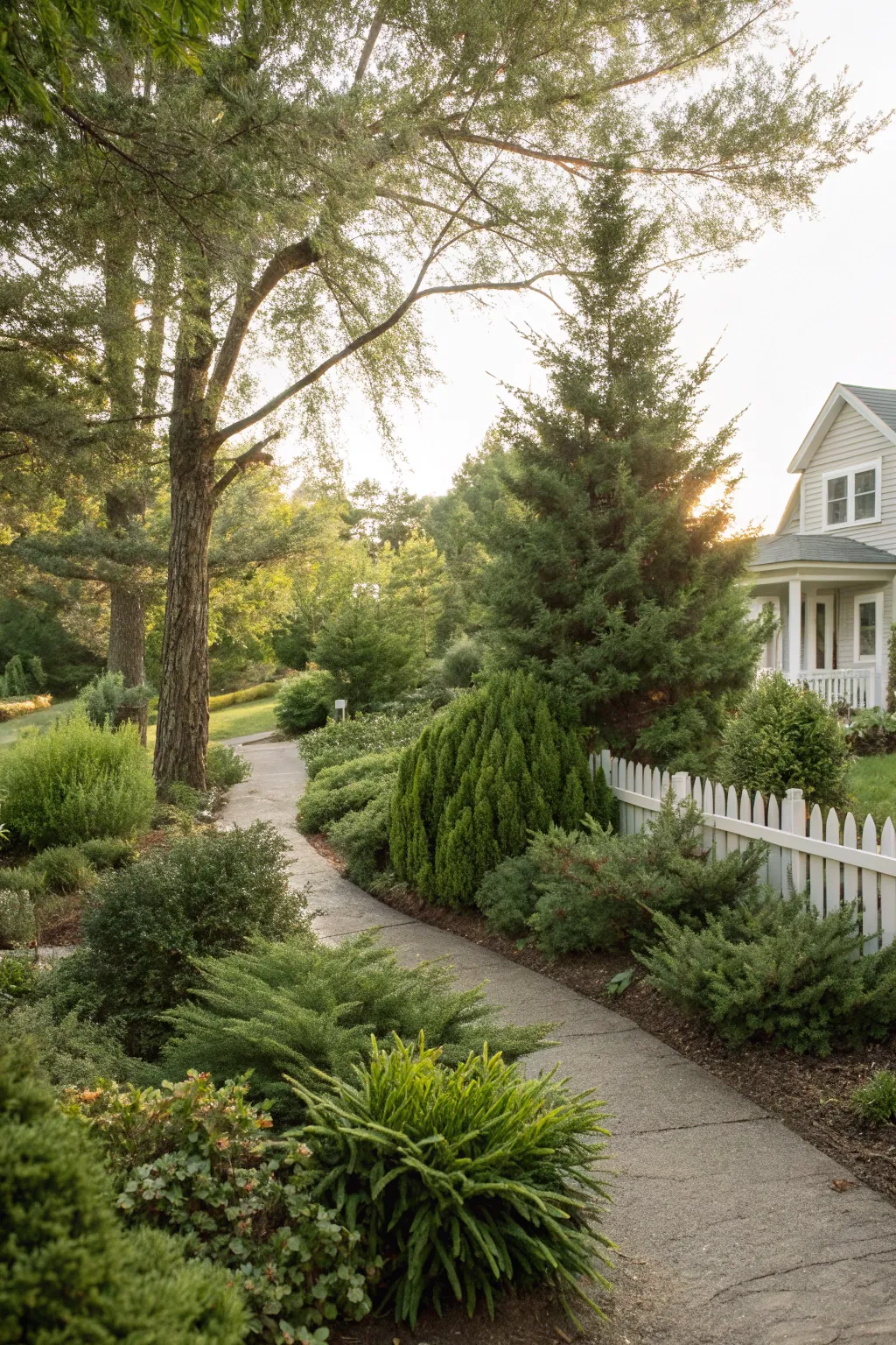 Fresh Landscape Ideas with Evergreens for Your Front Yard