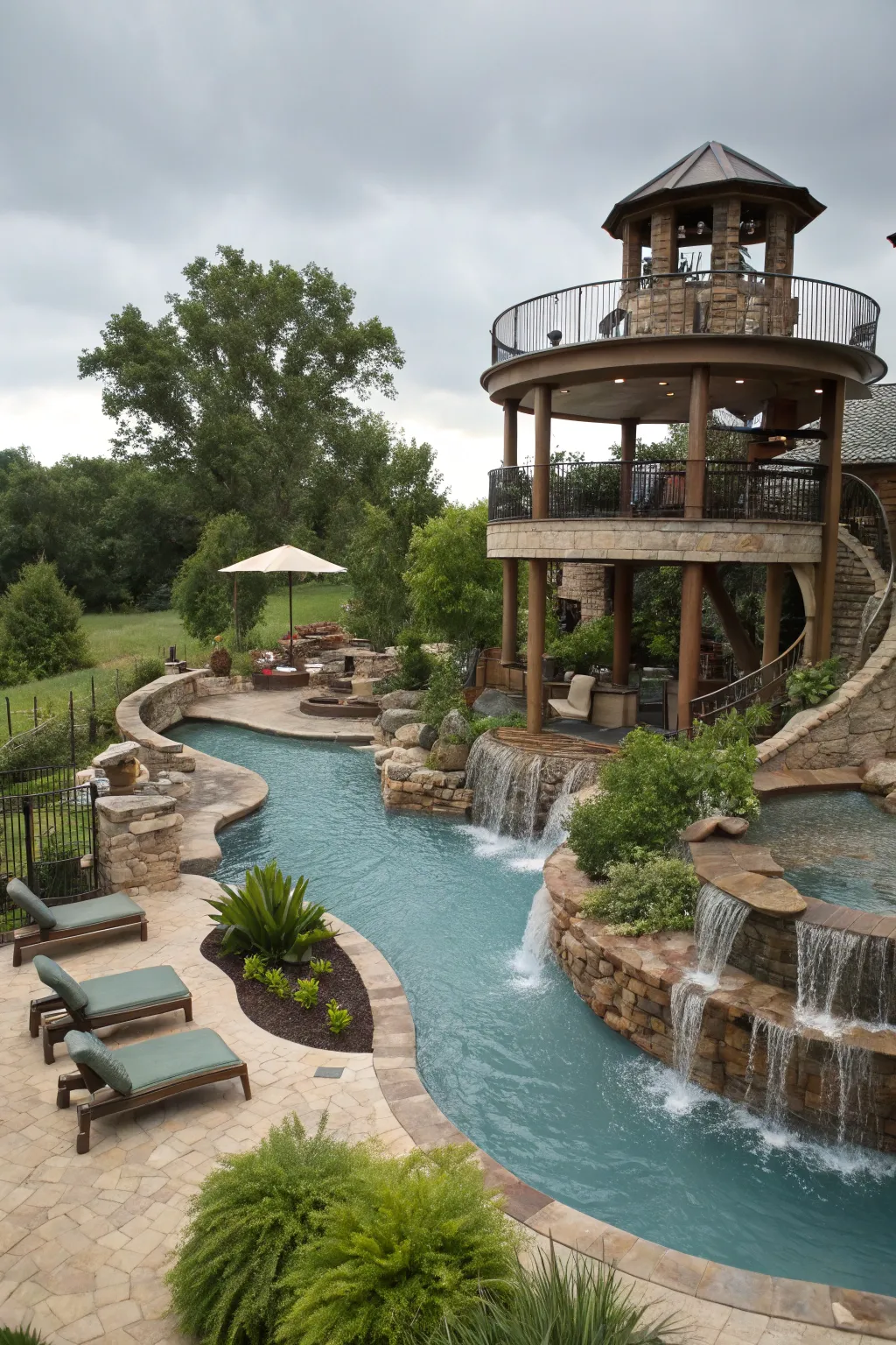 Lazy River Backyard Pool Design Inspiration