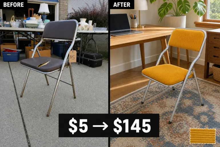 folding chair reupholstery makeover