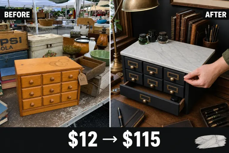 apothecary cabinet faux marble makeover