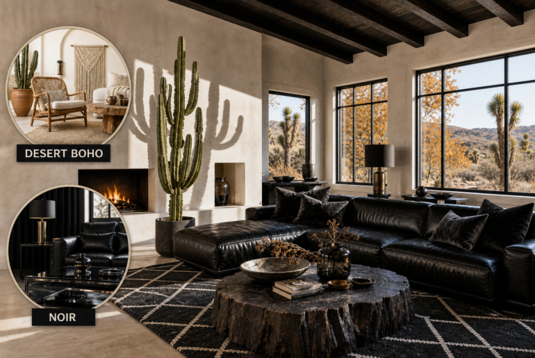 desert boho noir living room