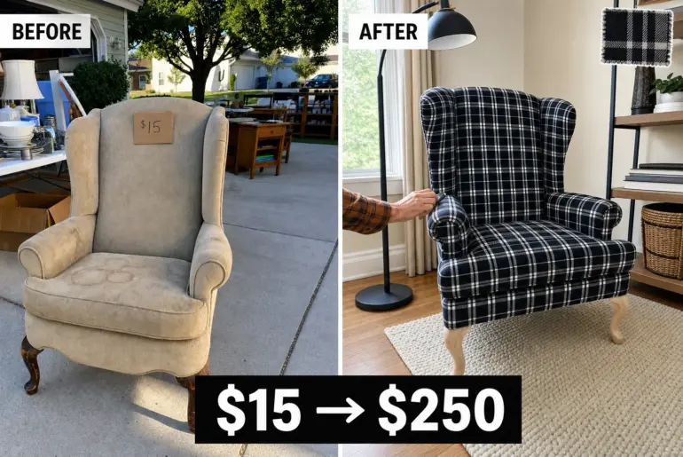 accent chair reupholstery makeover