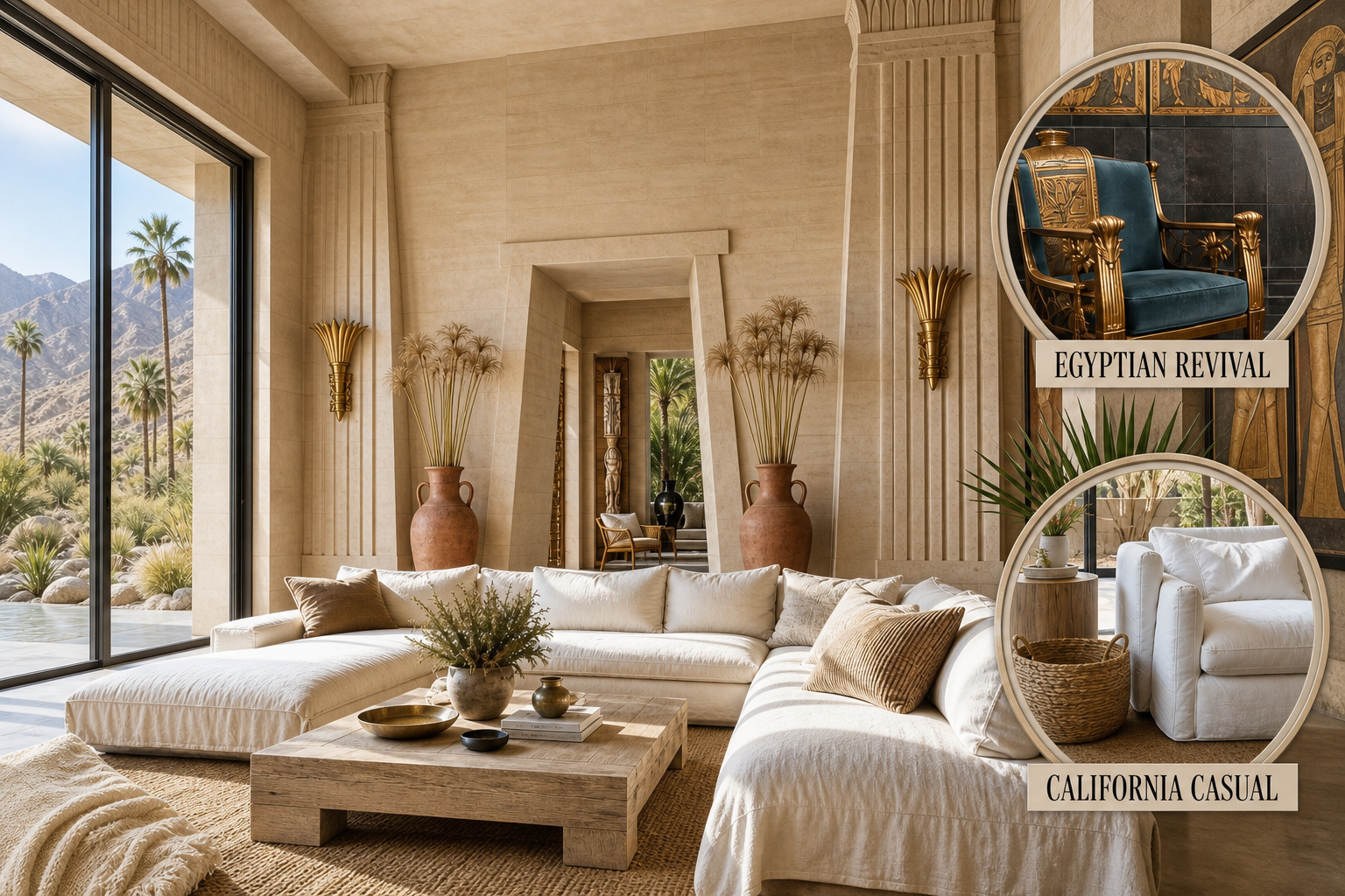 egyptian california living room