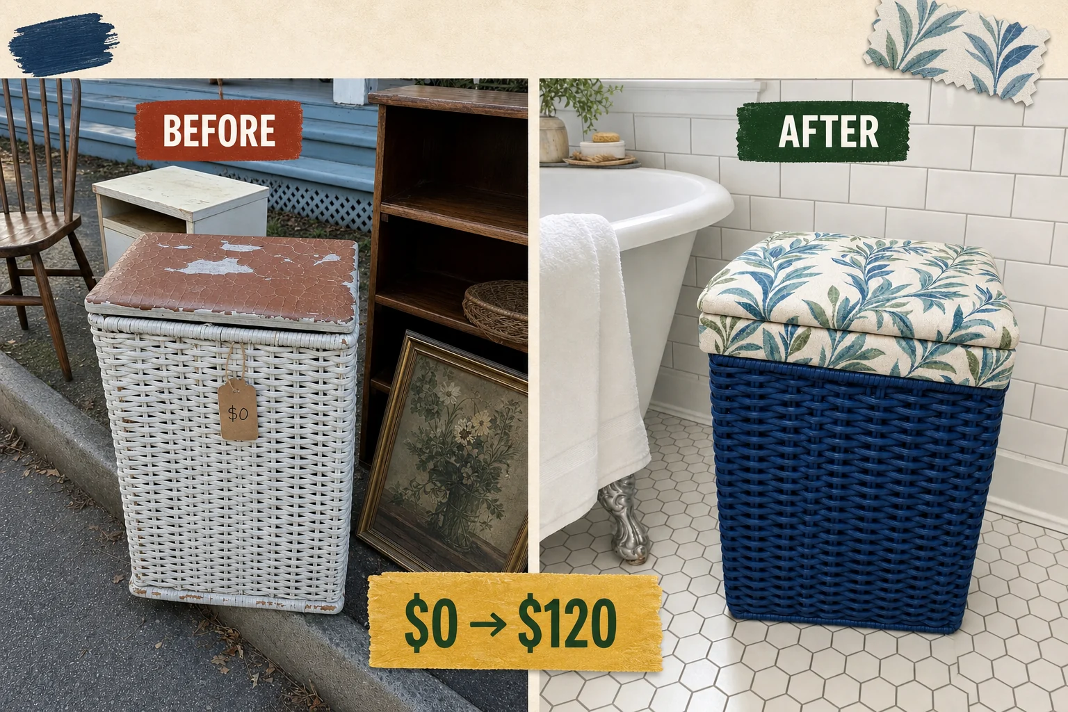 laundry hamper fabric makeover