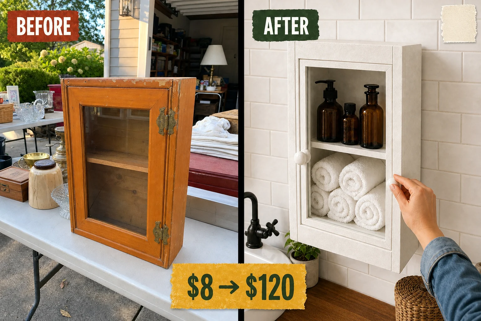 glass cabinet ceramic makeover