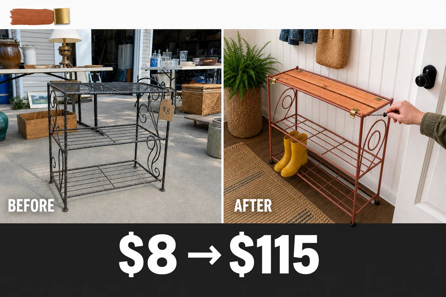 wrought iron rack makeover