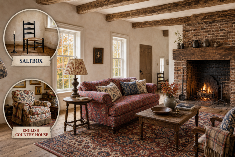 saltbox english country living room