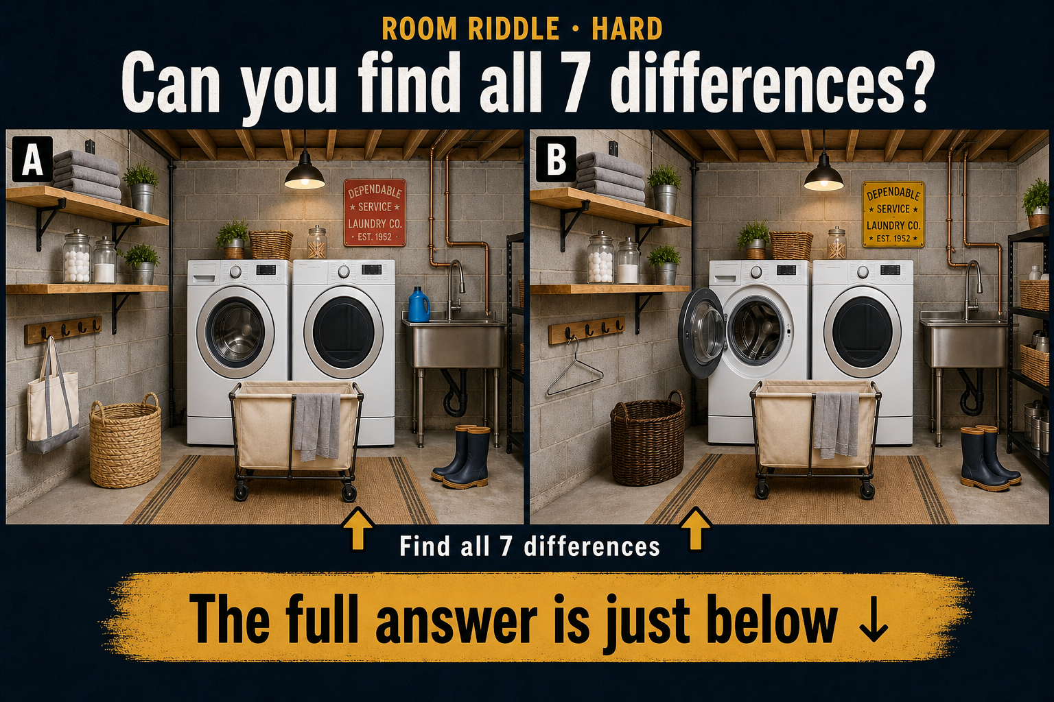 unfinished basement laundry room