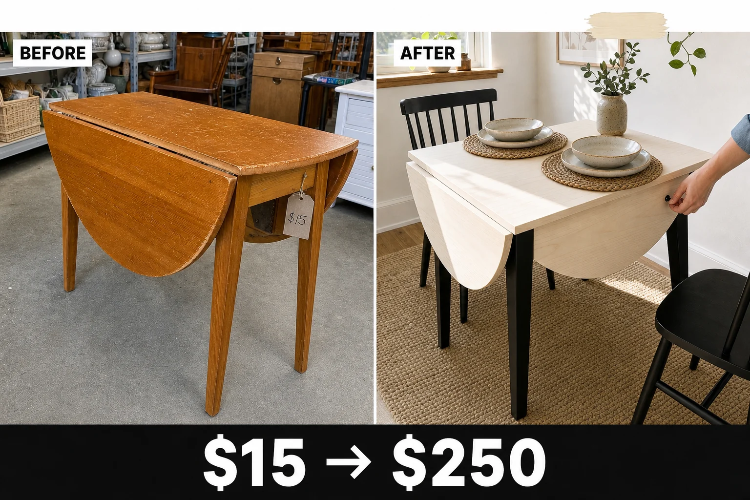 drop leaf table wood bleaching
